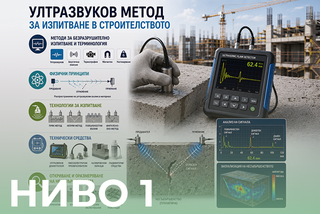 Банер на обучение Ултразвуков метод за изпитване в строителството - ниво 1