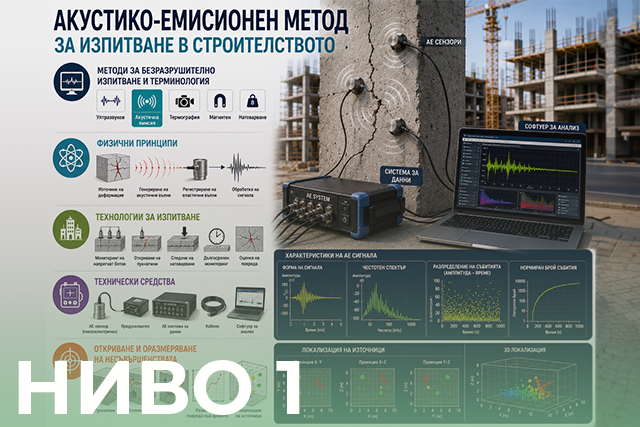 Банер на обучение Акустико-емисионен метод за изпитване в строителството - ниво 1