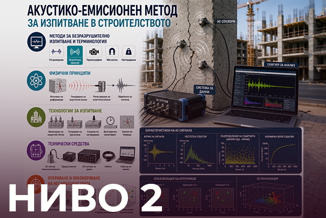 Банер на обучение Акустико-емисионен метод за изпитване в строителството - ниво 2