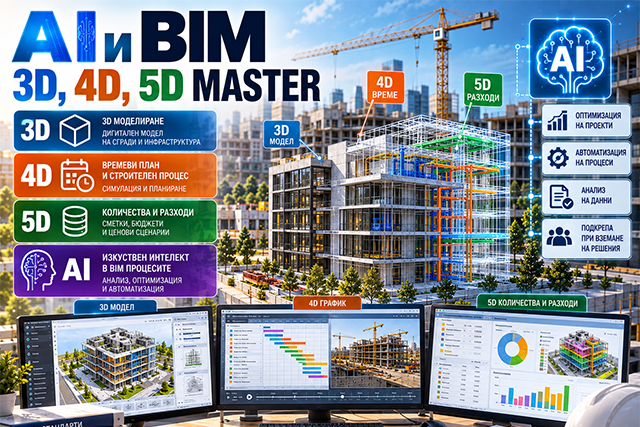 Банер на обучение AI и BIM 3D 4D 5D MASTER